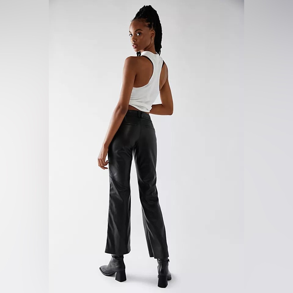 FREE PEOPLE Vegan Leather LowRise LOVE LANGUAGE Slim Pant Size 4